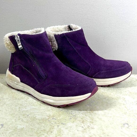 Lands End Purple Suede Zip Bootie 6.5 - Picture 1 of 8